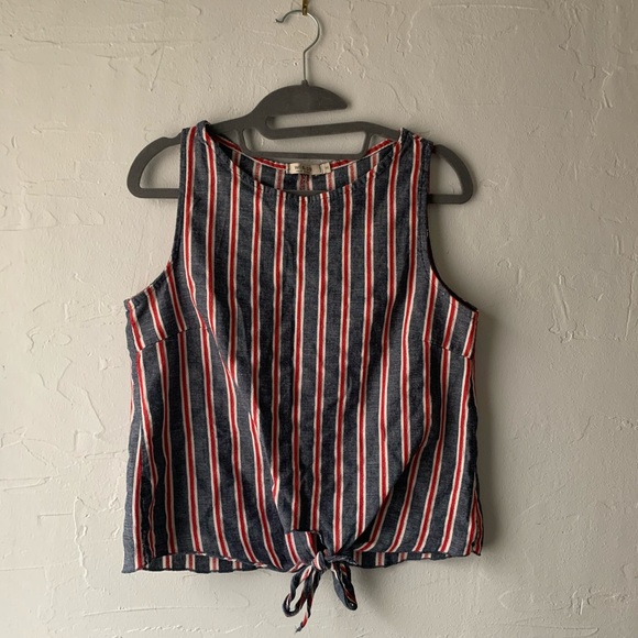Striped linen summer tank top - Picture 1 of 5